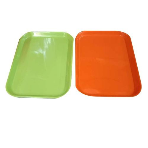 2 Pieces Set Of Melamine Trays-Green/Orange