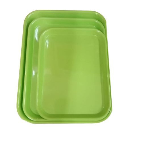 3 Pieces Set Of Heavy Melamine Trays/Green