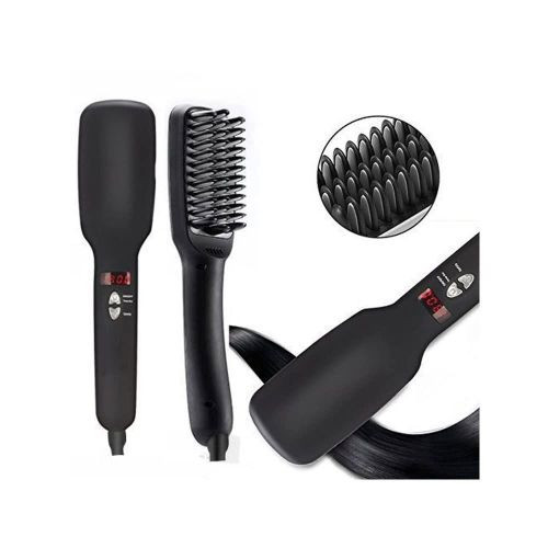 Heating 2 in 1 Ionic Hair Straightening Brush Comb Irons with LCD Display Electric Dual Volt Hair Straight Brush 300F to 450F