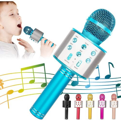 Wireless Bluetooth Karaoke Microphone for Kids, 5-in-1 Portable Handheld Karaoke Mic Speaker Player Recorder with Adjustable Remix FM Radio for Kids Girls Boys Teens Birthday- multi color