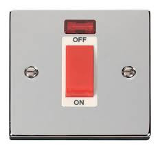 SR 1G 45A DP Switch With Neon Black COMPLETE SR 5145-NE-BK-TTCH