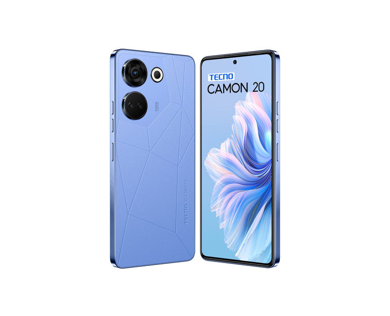 TECNO Camon 20 Pro (CK7N), 6.67″ FHD+ AMOLED 120 Hz, 8 GB RAM, 256 GB ROM, 64 MP Triple Camera, 32 MP Selfie, 5000 mAh (33 W Fast Charge) – Serenity Blue