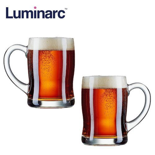 2 Pieces Heavy Duty Beer Glasses Set With Handle-Transparent