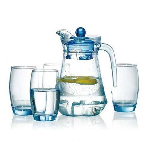 4 Drinking Glasses Plus 1 Glass Jug-Transparent
