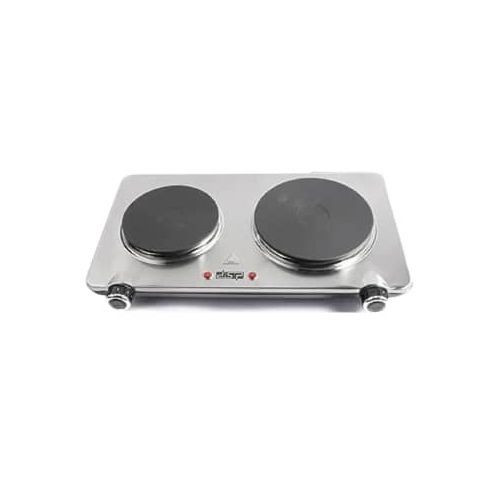 Stainless Steel Electric Hot Plate With Two Burners-Silver