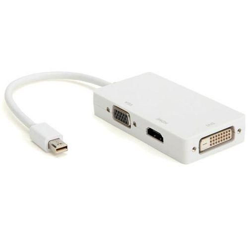3 In 1 Thunderbolt Mini Display Port DP To HDMI VGA DVI Adapter For Mac - White