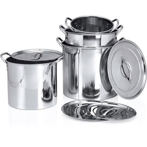 4 Pieces Stainless Steel Stockpots For Serving Food At Functions-Silver