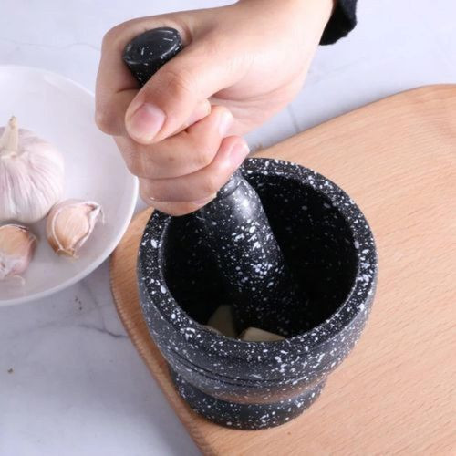 Granite Garlic Grinder With Pestle-Grey Black White