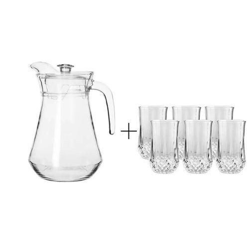 7 Pieces Drinkware Set Of 1 Jug And 6 Crystal Glasses