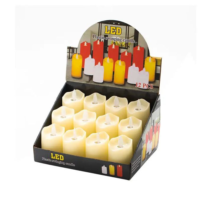 Home decoration dozen warm white flickering Pillar candles battery operated