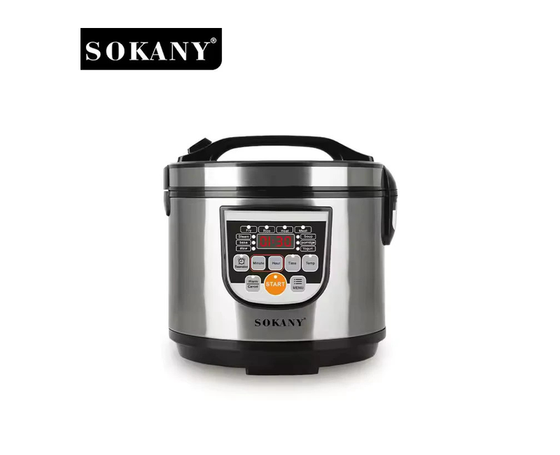 5L Micro Computer Controlled Automatic Smart Electric Digital Rice Cooker With Rice Measuring Cup Spoon And Steamer Pot - Multicolor Sokany