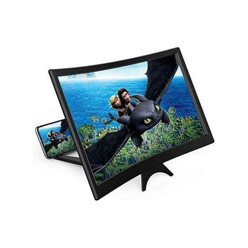 Curved Magnifier for Cell Phone -3D HD Magnifing Projector Screen, Black.