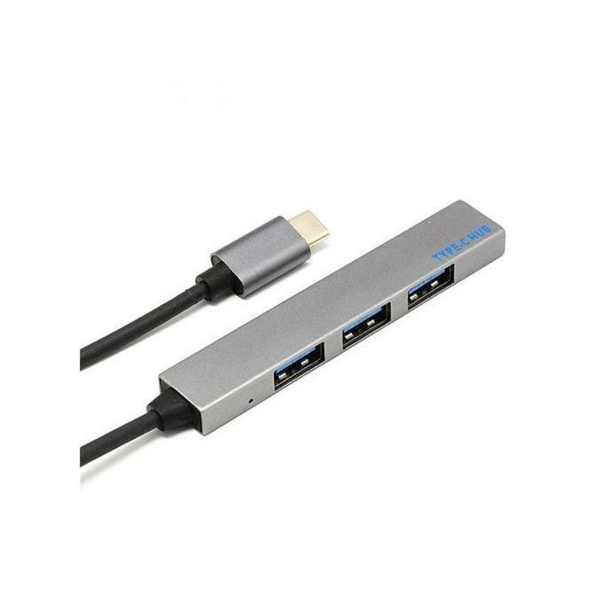 Aluminum 4 Port to USB 3.0 Type C Hub for iMac MacBook Pro - Gray