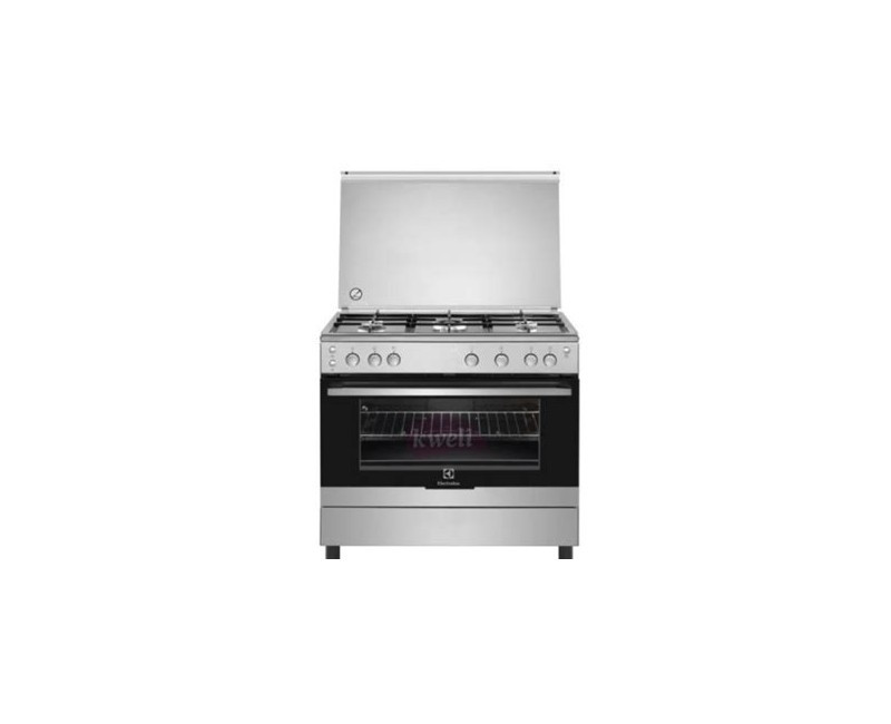 ELECTROLUX Cooker 90/60cms 5 Gas Burners with Gas Oven & Grill Plus Thermostat, Rotasserie and Oven Fan - EKG9200A9X