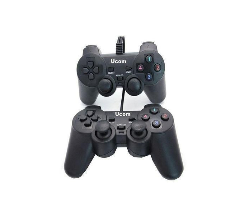 PC Twin Controller Game Pads Double Shock Vibration - Black