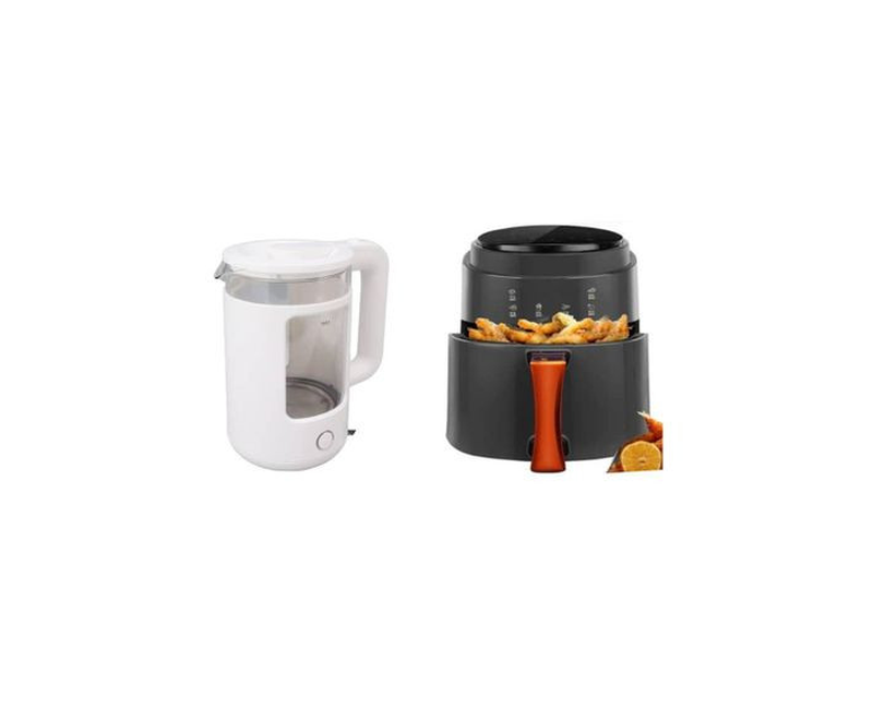 Buy 8 Liters Airfryer Touch Operated Get A Free 2.2 Liters Electric Kettle With Blue Led Light-White/Black