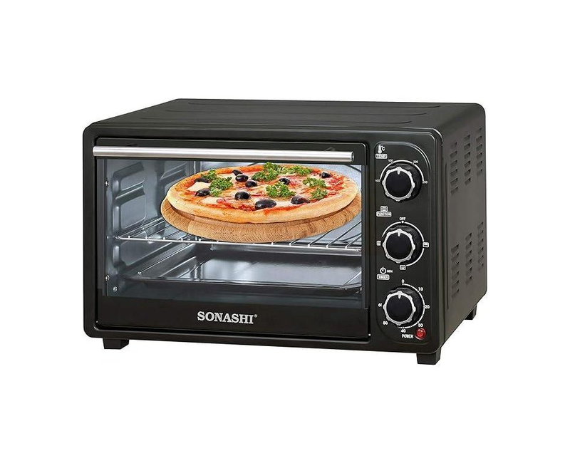 21 Liters Electric Oven With Rotisserie And Timer-Black/Silver