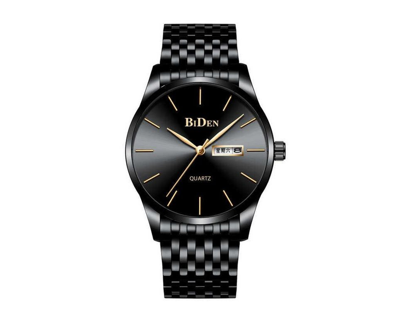Stylish Stainless Waterproof Analog Dated Mens Watch - black
