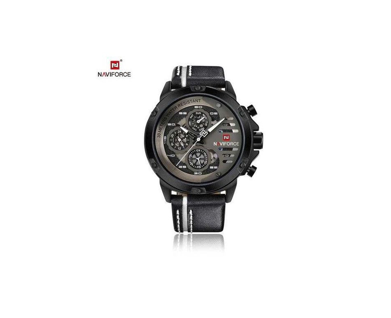 Leather Strapped Dated Classy Trendy Men's Watch - Black