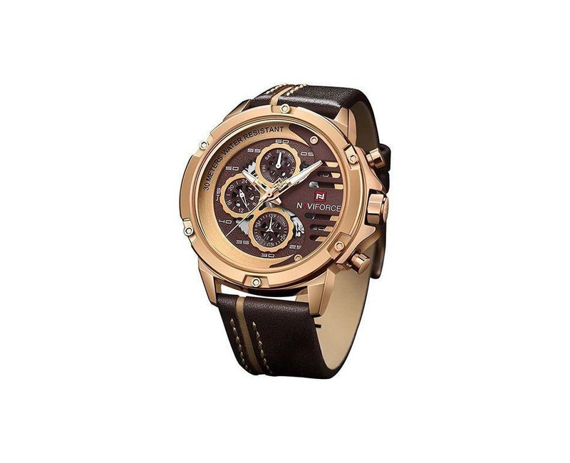 Waterproof Chronograph Analog And Dated Classy Men's Office And Casual Designer Watch - Brown,Gold