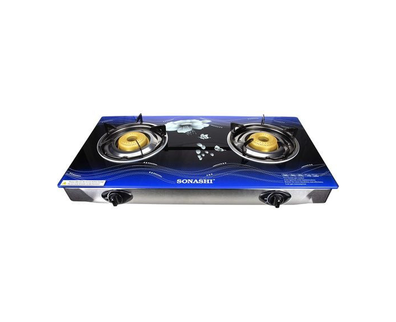 High Efficient 2 Burner Gas Stove With Glass Top Deigns And Colours Vary-Multicolour