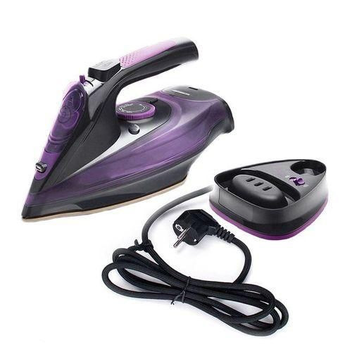 Cordless Rechargeable Spray Steam Iron Clothes Ironing Steamer - Black,Purple