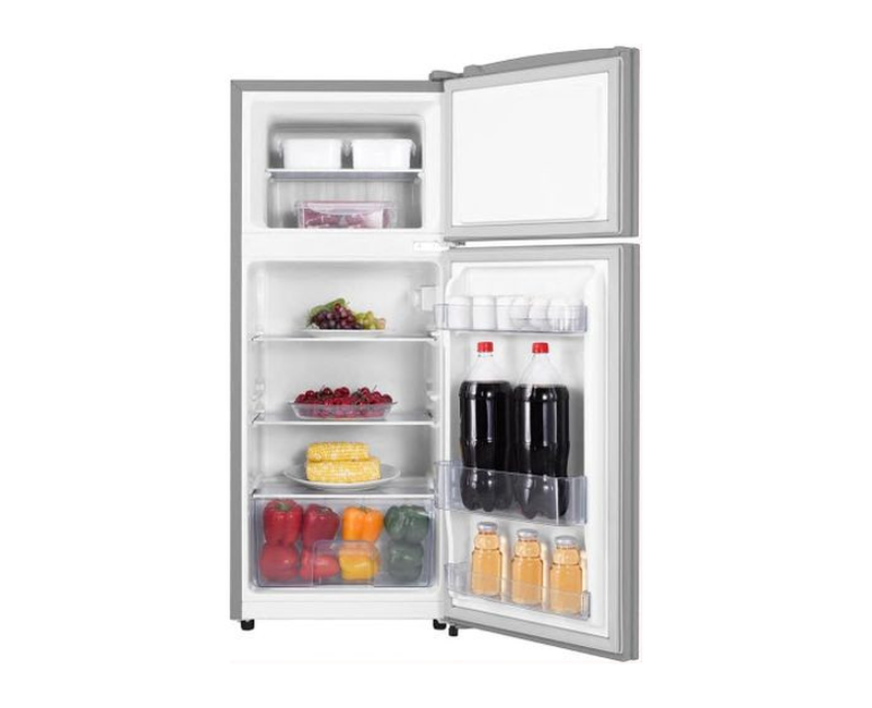 Double Door Fridge With Deep Freezing Compartment Top Mount Freezer 160 Litres Defrost Refrigerator -Silver/Grey