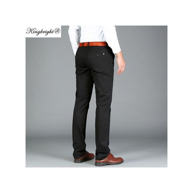 2 Pack of Men's Khaki Stretcher Trousers - Brown Black