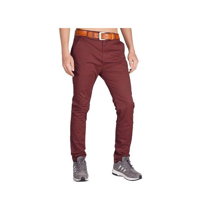 Men's Khaki Trousers- Stretchers - Maroon