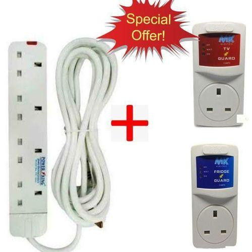 TV Guard and Fridge Guard Plus Free 4-way Extension - White