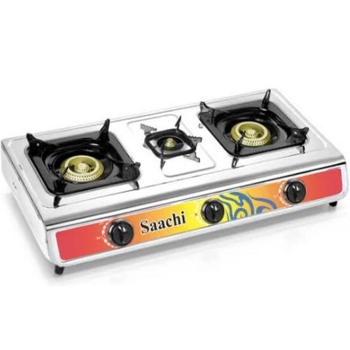 Saachi GAS STOVE WITH  3 BURNERs and AUTOMATIC IGNITION - Silver