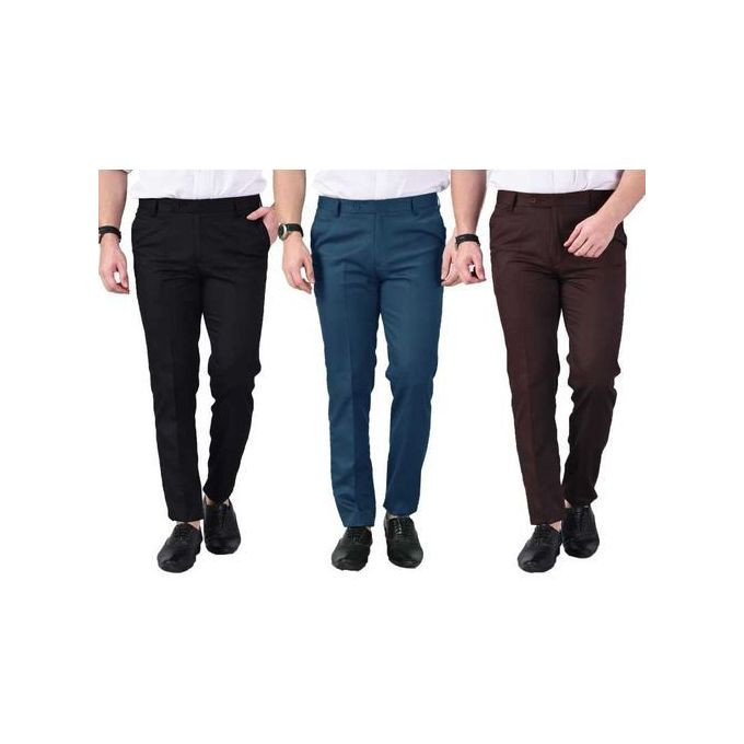 Packs of 3 Men's Formal Trousers - Multi-color