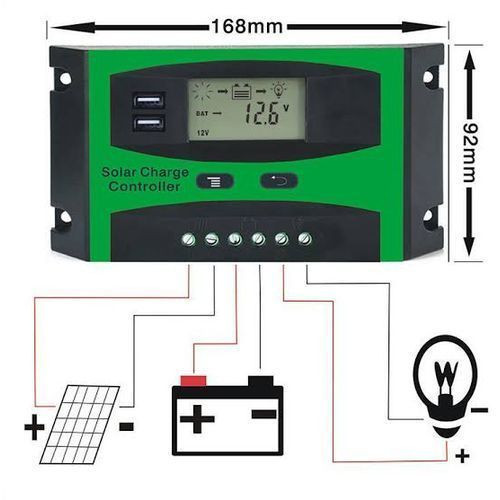 Solar Charge Controller 50A 12V 24V Auto PWM With 5V Dual USB Port Multiple Protection LCD Display Solar Panel Charging Discharging Regulator - Green