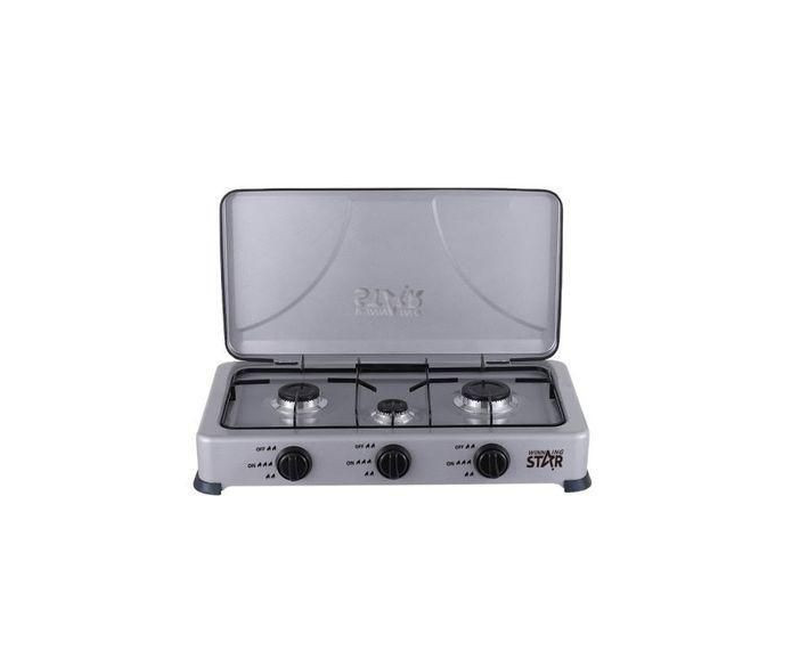 3 Burner Stainless Steel Gas Stove Top With Automatic Ignition-Grey/Black/Silver