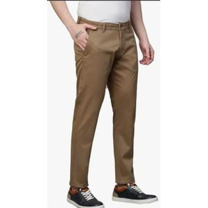 Men's Khaki Stretcher Trousers - Beige
