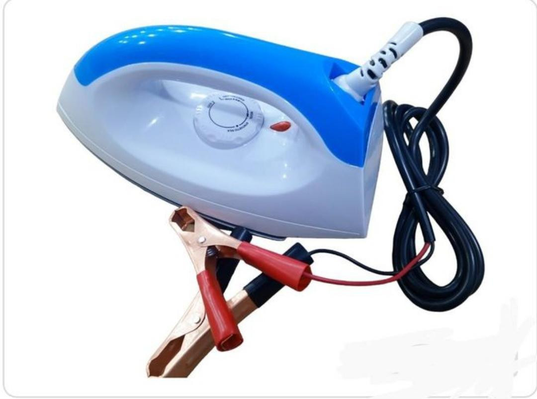 Solar And DC Electric Dry Flat Iron 12volts/12V 150w Working On Battery - White/Blue/Green