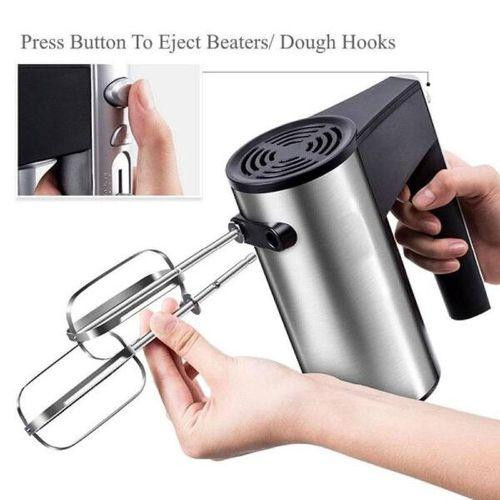 Hoffmans Hand Mixer With Beaters & Dough Hooks - Black /Silver