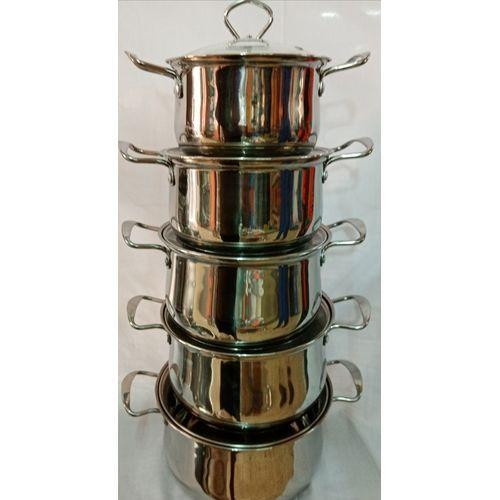 5pcs Serving Dishes High Grade Stainless Steel Soup Pot - Silver