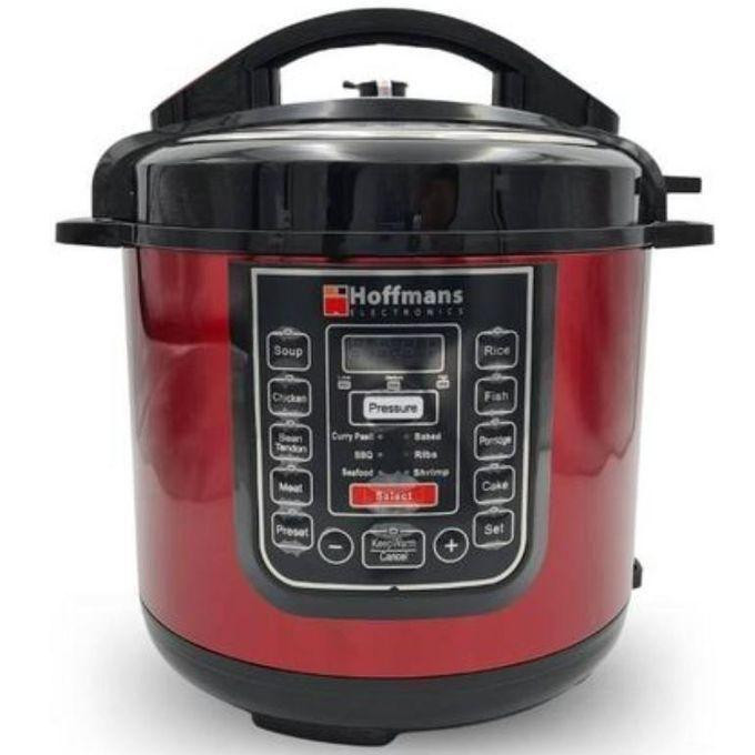 Hoffmans Electric Pressure Cooker 6.5 Litres Color May Differ - Silver/Red