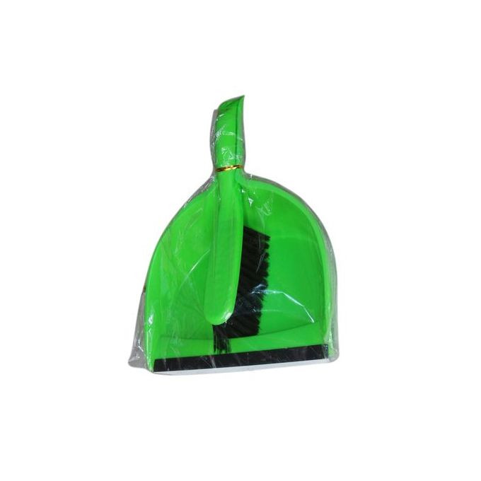 Portable Dust Pan A10 With A Broom - Green