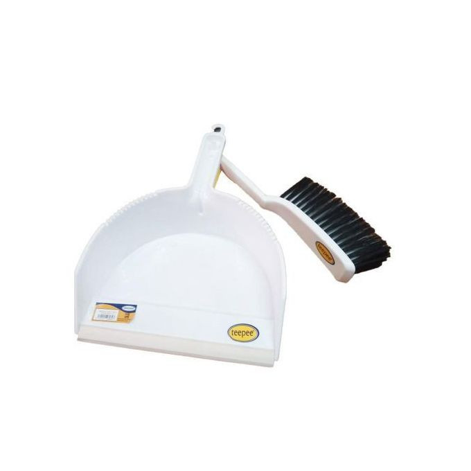 Brush For Sweeping And Dust Pan For Collecting Rubbish - White