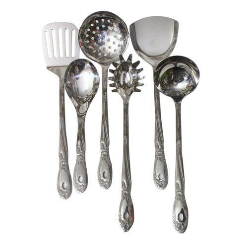 6 Pieces Set Of Stainless Steel Ladles - Silver