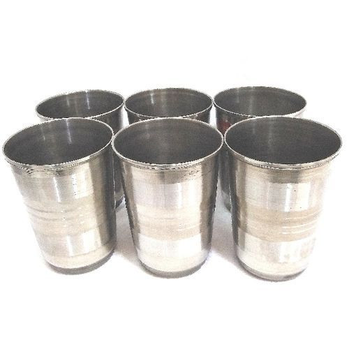 Stainless Steel Tumblers, 6 Pieces - Silver