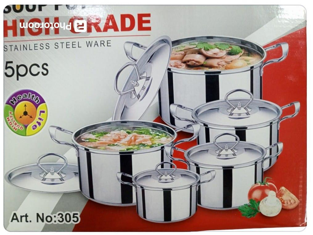 5pcs Multi-Purpose Stainless Steel Serving Dishes Set - Silver