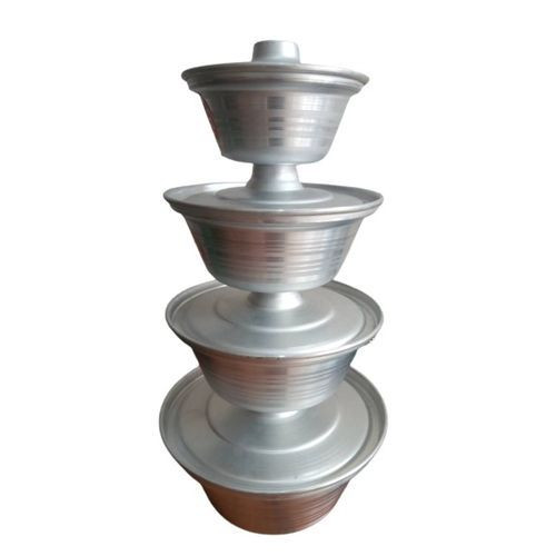 Spectacular 4 Pieces Pure Aluminium Saucepans With 4 Covers-Silver