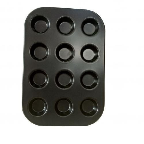 Small 12 Holes Non-Stick Baking Tray/Mold For Cookies And Cakes - Black