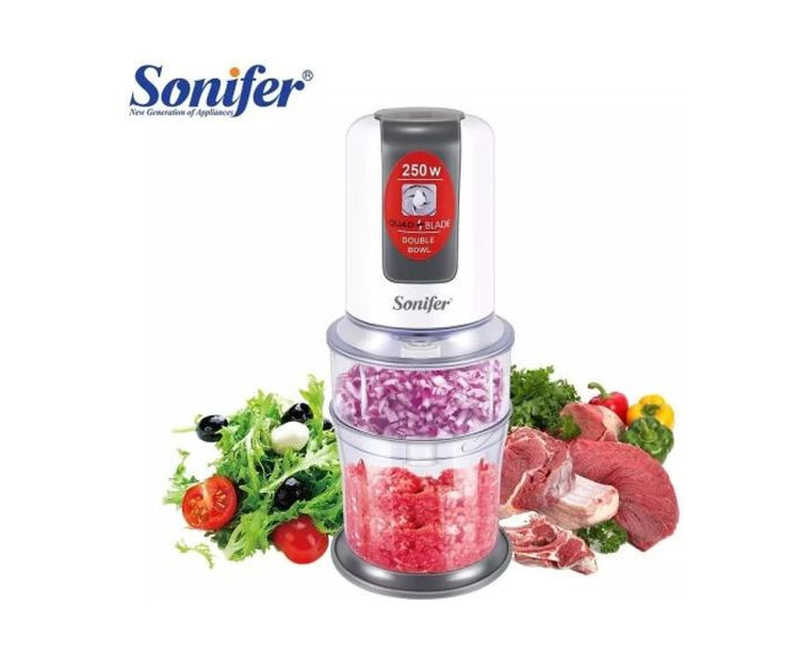 Multi-functional Electric Food Processor Chopper Spiral Meat Grinder Fruit Shredder Slicer- Transparent