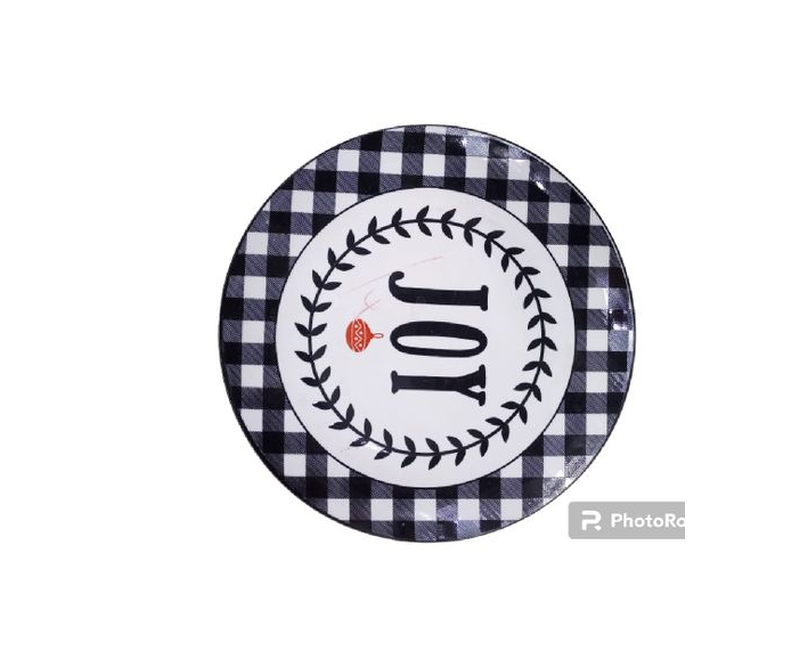 Ceramic 6 Pieces Plates With Curve-White/Black