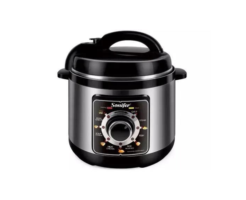 Sonifer 8 Liters Pressure Cooker 3 In 1 Automatic Pressure Cooker Rice Cooker And Stew Pot-Silver