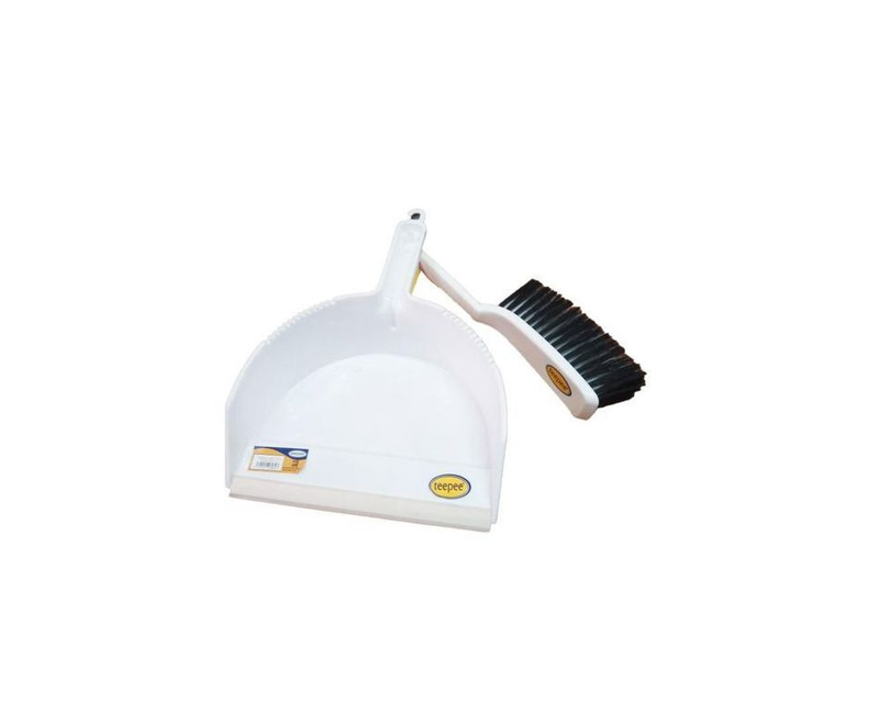 Brush For Sweeping And Dust Pan For Collecting Rubbish - White
